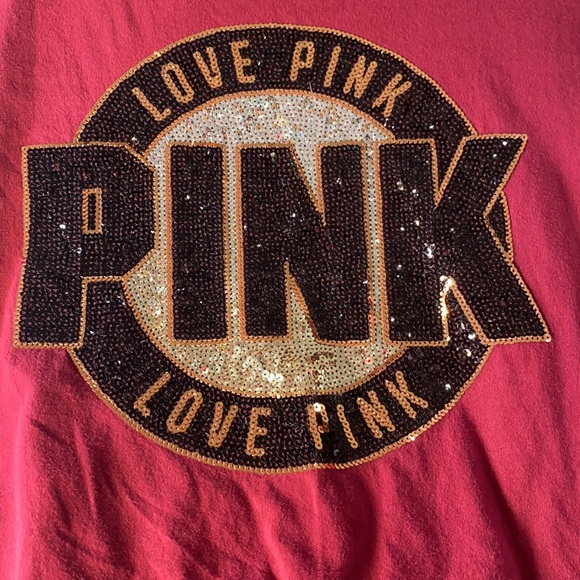 Victoria’s Secret Love PINK Maroon Shirt with Black Sequin logo - Size XS - Picture 6 of 6